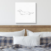 Minimalistische Dachshund Single Line Art Canvaspr Canvas Afdruk (Insitu (Slaapkamer))