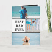 Minimalistische Dad 3 Fotocollage Vader Personalis Kaart (Voorkant)