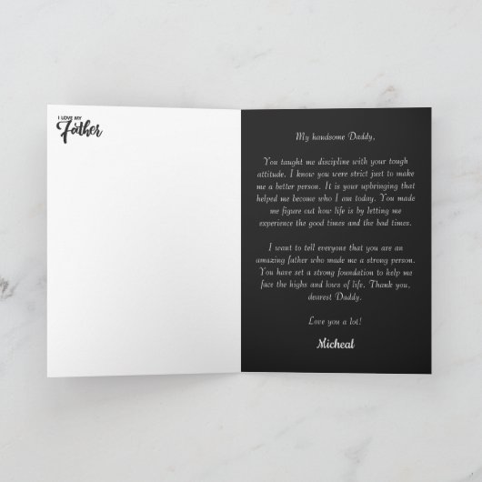 Minimalistische Dad 3 Fotocollage Vader Personalis Kaart (Binnen)