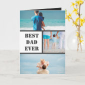 Minimalistische Dad 3 Fotocollage Vader Personalis Kaart (Gele Bloem)