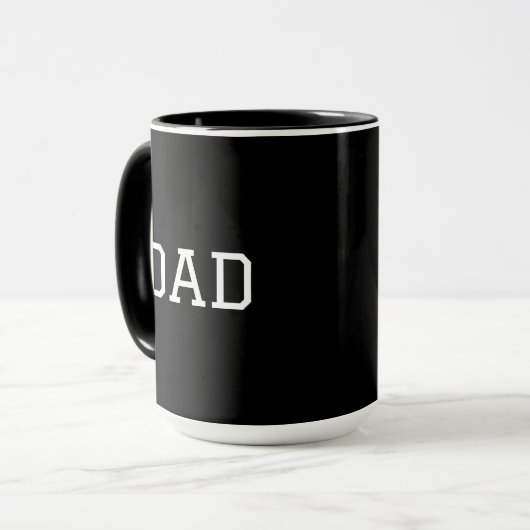 Minimalistische "DAD" witte typografie gewoon zwar Mok (Voorkant links)