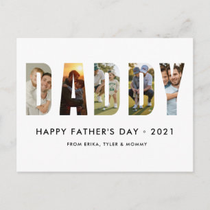 Minimalistische DADDY Fotocollage Gelukkige Vaderd Briefkaart