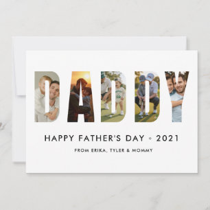 Minimalistische DADDY Fotocollage Gelukkige Vaderd Kaart
