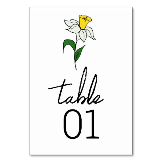 Minimalistische Daffodil Trouwtafel Nummer Kaart (Voorkant)