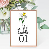 Minimalistische Daffodil Trouwtafel Nummer Kaart