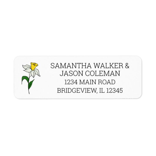 Minimalistische Daffodil Wedding Address Label (Voorkant)
