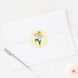 Minimalistische Daffodil Wedding Classic Ronde Sti Sticker