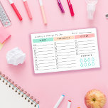 Minimalistische dagelijkse organisator - Lijst doe Post-it® Notes<br><div class="desc">Praktische post-it nota's voor uw dagelijkse planning met dagelijks om lijsten met controledozen in drie verschillende categorieën te doen. Om te volgen hoeveel water je elke dag drink,  vul je de waterdruppels in voor elk glas water! Voeg je eigen naam toe.</div>