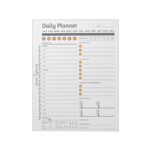 Minimalistische dagelijkse planner -  naam notitieblok (Linkerzijde)