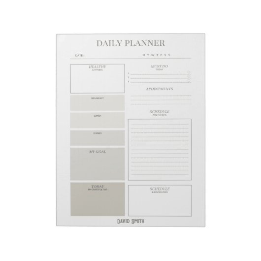 Minimalistische dagelijkse planner - naam notitieblok (Linkerzijde)