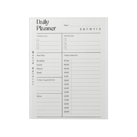 Minimalistische dagelijkse planner notitieblok (Linkerzijde)
