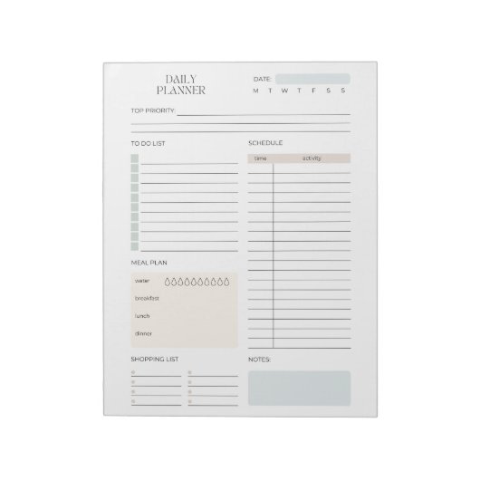 Minimalistische dagelijkse planner notitieblok (Linkerzijde)