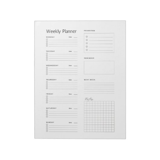 Minimalistische dagelijkse planner notitieblok (Linkerzijde)