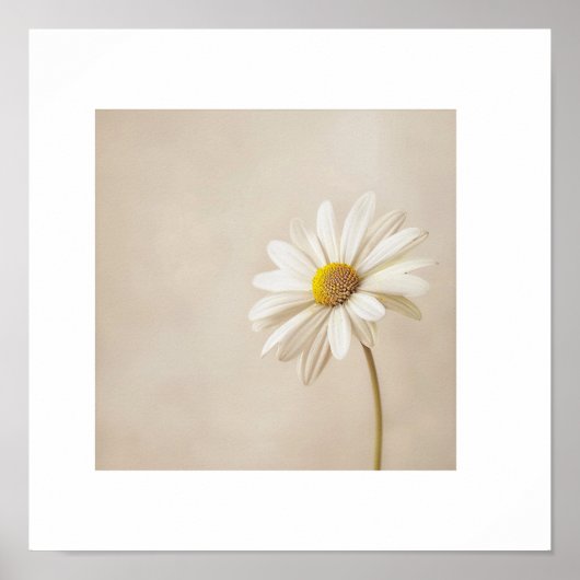 Minimalistische Daisy-bloemposter – Neutraal Beige Poster (Voorkant)