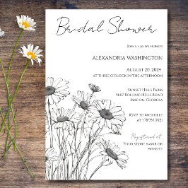Minimalistische Daisy Bridal Shower uitnodiging