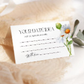 Minimalistische Daisy Date nachtideeën. Datumpot Informatiekaartje