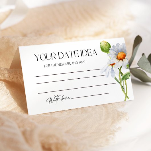 Minimalistische Daisy Date nachtideeën. Datumpot Informatiekaartje