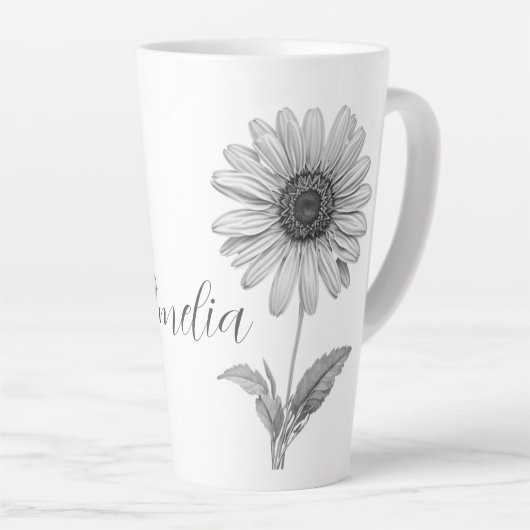 minimalistische Daisy Latte Mok (Rechterhoek)