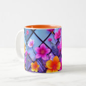 Minimalistische Daisy-Mok met pastelbloemblaadjes  Tweekleurige Koffiemok (Voorkant links)