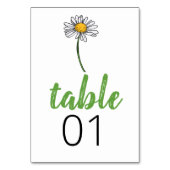 Minimalistische Daisy Trouwtafel Nummer Kaart (Voorkant)