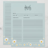 Minimalistische Daisy Turquoise Script Monogram Re (Voorkant / Achterkant)