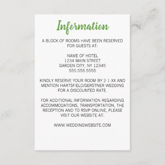 Minimalistische Daisy Wedding Informatiekaartje (Voorkant)