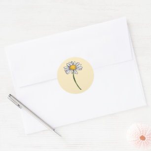 Minimalistische Daisy Wedding Ronde Sticker