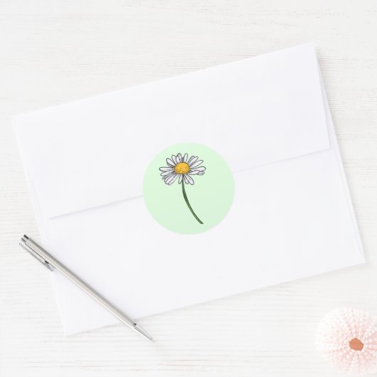 Minimalistische Daisy Wedding Ronde Sticker (Envelop)