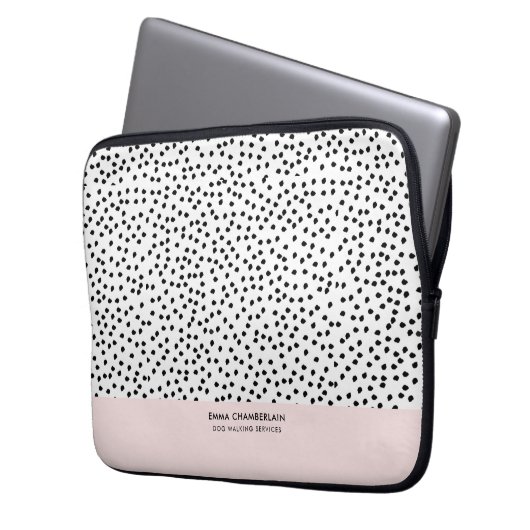 Minimalistische Dalmatische Vlekken Eenvoudig Mode Laptop Sleeve (Voorkant Links)