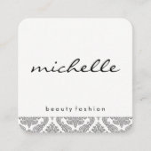 Minimalistische damascener accent cursieve tekst vierkante visitekaartje (Voorkant)