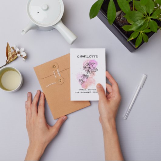 Minimalistische Dank je wel Kersenbloes Roze Bloem Briefkaart