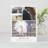 Minimalistische dank | Vier koppel foto bruiloft Bedankkaart (Staand voorkant)
