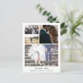 Minimalistische dank | Vier koppel foto bruiloft Briefkaart (Staand voorkant)