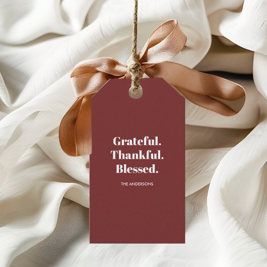 Minimalistische Dankbare Bedankte Gezegende Thanks Cadeaulabel