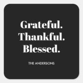Minimalistische dankbare dankbare Thanksgiving Vierkante Sticker (Voorkant)
