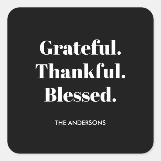 Minimalistische dankbare dankbare Thanksgiving Vierkante Sticker (Voorkant)