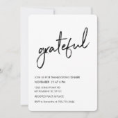 Minimalistische Dankbare Thanksgiving Diner Kaart (Voorkant)