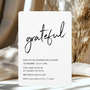 Minimalistische Dankbare Thanksgiving Diner Kaart