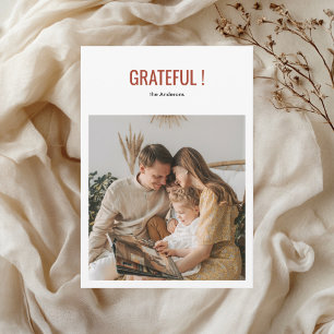 Minimalistische dankbare Thanksgiving-familiefoto Kaart