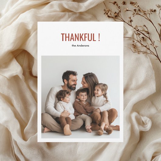 Minimalistische dankbare Thanksgiving familiefoto Kaart