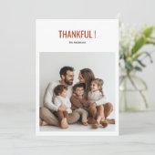 Minimalistische dankbare Thanksgiving familiefoto Kaart (Staand voorkant)