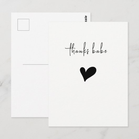 Minimalistische Dankjewel Hart Briefkaart (Voorkant / Achterkant)