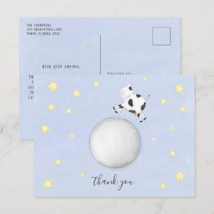 Minimalistische Dankjewel Koe Sprong Over de Maan Briefkaart