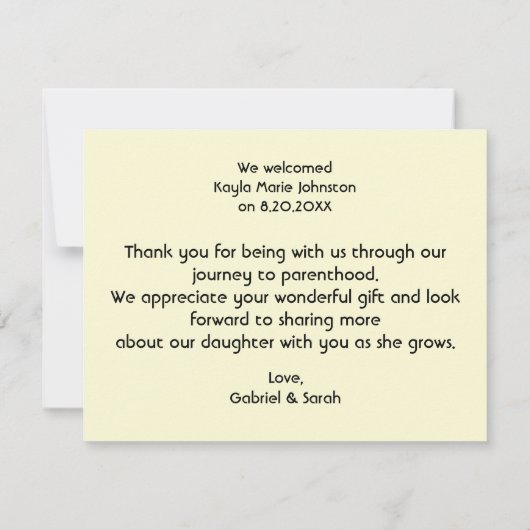 Minimalistische Dankkaart Geboorteaankondiging Aankondiging (Achterkant)
