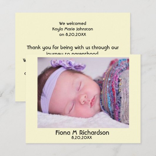 Minimalistische Dankkaart Geboorteaankondiging Aankondiging (Voorkant / Achterkant)