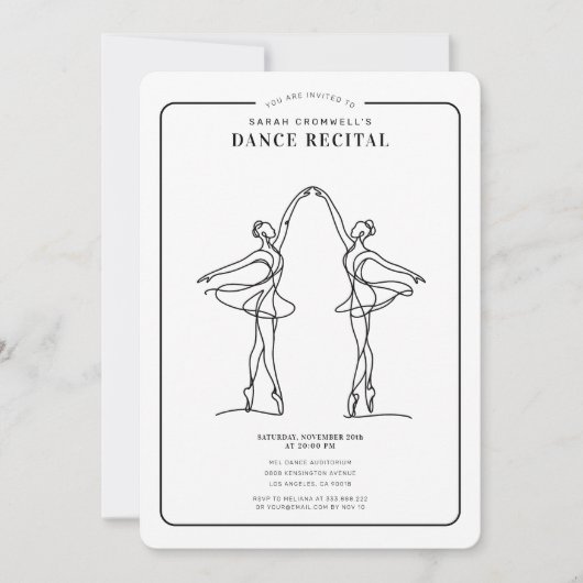 Minimalistische dansrecital  kaart (Voorkant)