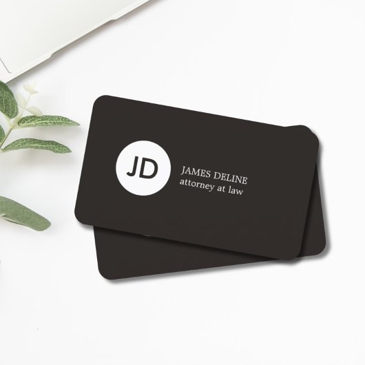 Minimalistische Dark Gray White Monogram Attorney Visitekaartje