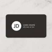 Minimalistische Dark Gray White Monogram Attorney Visitekaartje (Voorkant)