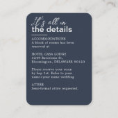 Minimalistische Dark Navy Blue Wedding Details Informatiekaartje (Voorkant)