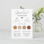 Minimalistische das best man wedding info kaart (Staand voorkant)